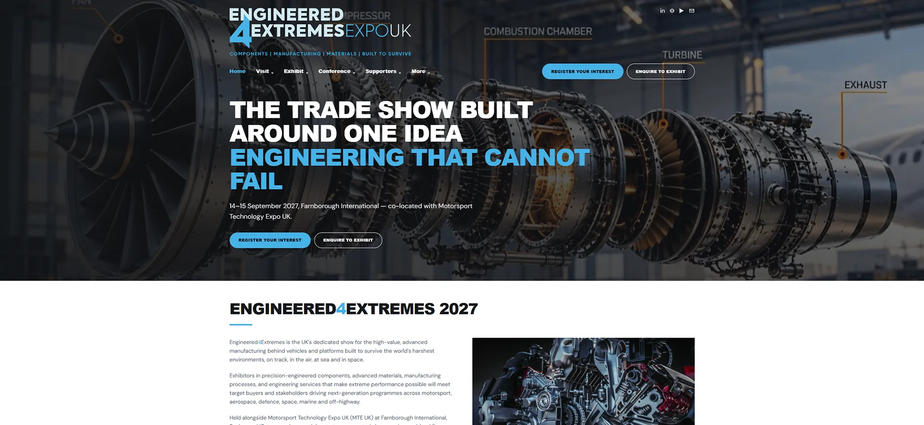 Engineered4Extremes event website designed and developed by MOTIFFORGE